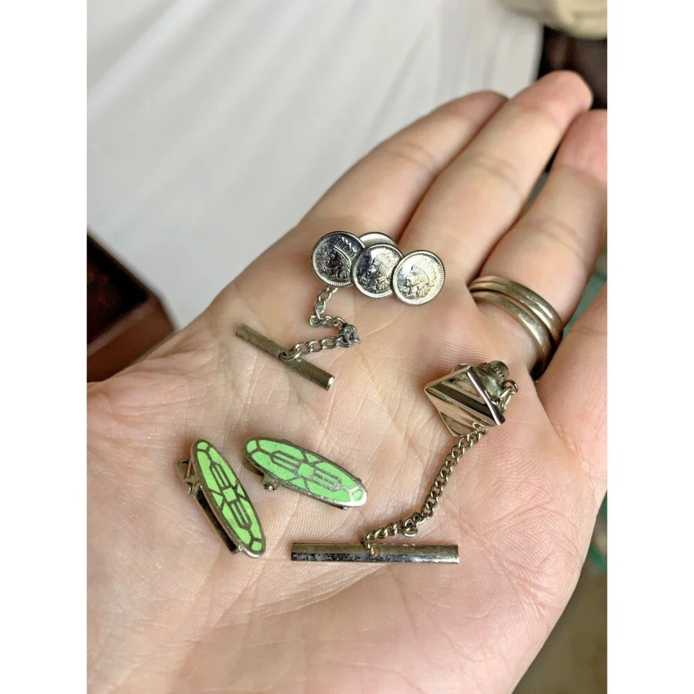 Vintage Mens Accessories Lot 18 PCs Cufflinks Tie Clips Hickok, Anson, Shields